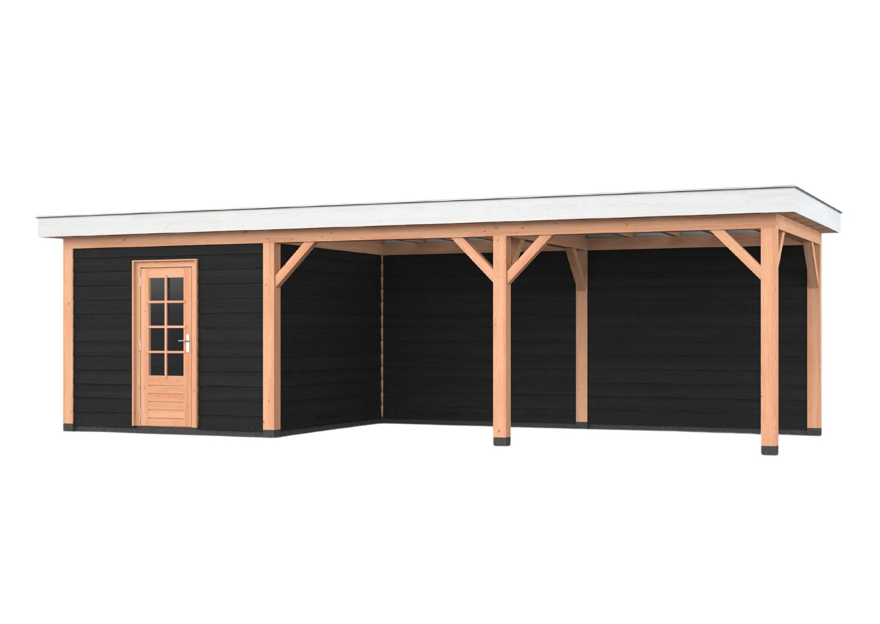 Douglas overkapping, 900 x 300, met schuur en achterwand, Westwood Holland - Afbeelding 2